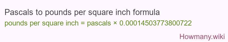 Pascals to pounds per square inch formula