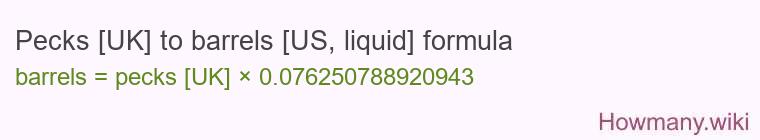 Pecks [UK] to barrels [US, liquid] formula