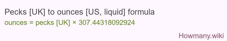 Pecks [UK] to ounces [US, liquid] formula