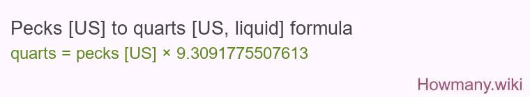 Pecks [US] to quarts [US, liquid] formula