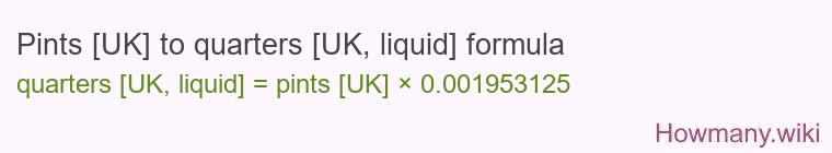 Pints [UK] to quarters [UK, liquid] formula