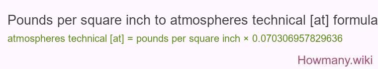 Pounds per square inch to atmospheres technical [at] formula
