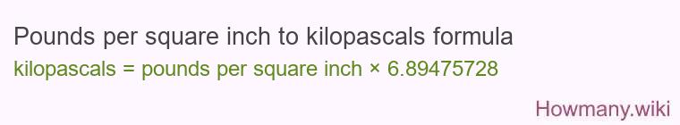 Pounds per square inch to kilopascals formula