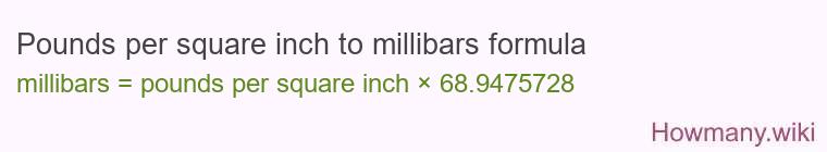 Pounds per square inch to millibars formula