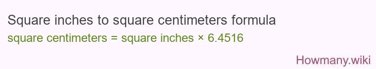 Square inches to square centimeters formula