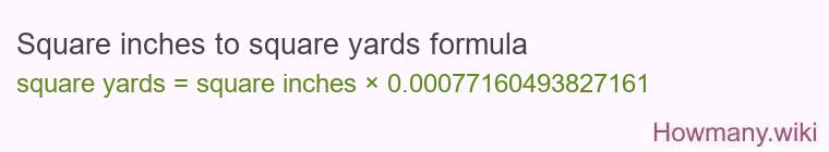 Square inches to square yards formula
