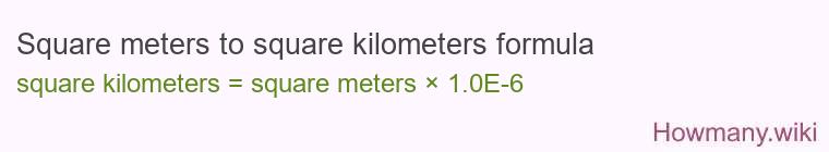 Square meters to square kilometers formula
