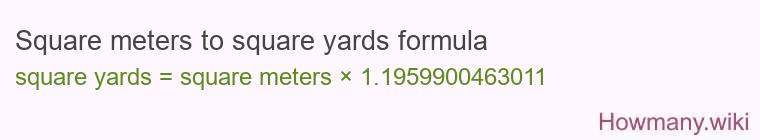 Square meters to square yards formula