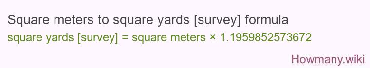 Square meters to square yards [survey] formula