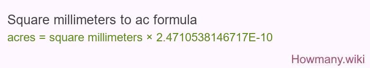 Square millimeters to ac formula