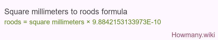 Square millimeters to roods formula