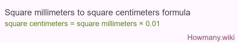 Square millimeters to square centimeters formula