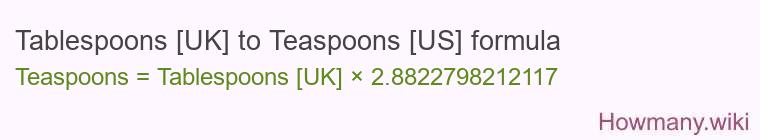 Tablespoons [UK] to Teaspoons [US] formula