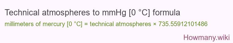 Technical atmospheres to mmHg [0 °C] formula