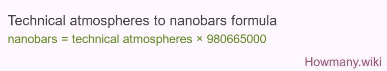 Technical atmospheres to nanobars formula