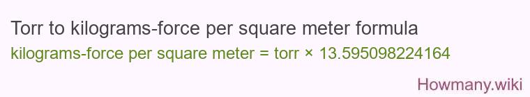 Torr to kilograms-force per square meter formula