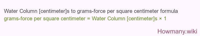 Water Column [centimeter]s to grams-force per square centimeter formula