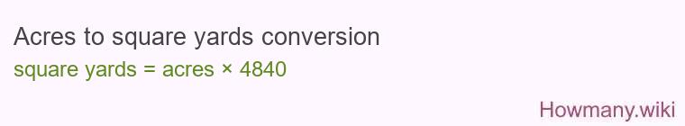 Acres to square yards conversion Acres to square yards conversion