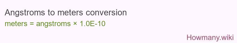 Angstroms to meters conversion