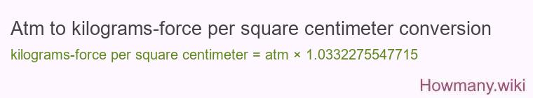 Atm to kilograms-force per square centimeter conversion