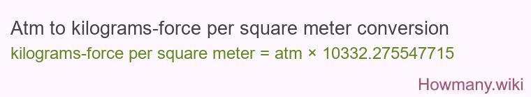 Atm to kilograms-force per square meter conversion
