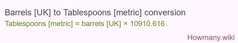 Barrels [UK] to Tablespoons [metric] conversion