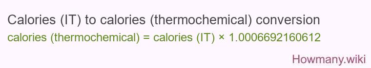 Calories (IT) to calories (thermochemical) conversion