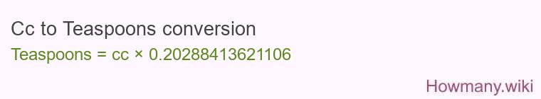 Cc to Teaspoons conversion Cc to Teaspoons conversion