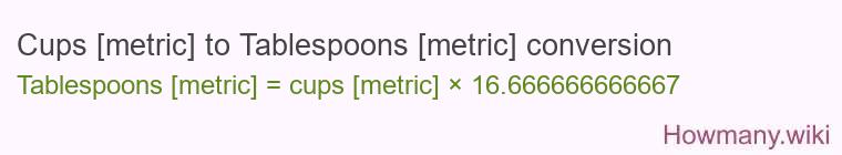 Cups [metric] to Tablespoons [metric] conversion