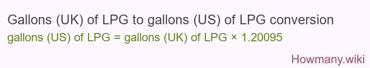 Gallons (UK) of LPG to gallons (US) of LPG conversion