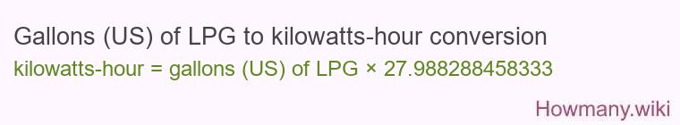 Gallons (US) of LPG to kilowatts-hour conversion