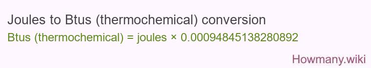 Joules to Btus (thermochemical) conversion