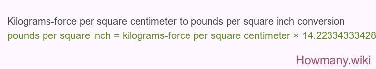 Kilograms-force per square centimeter to pounds per square inch conversion Kilograms-force per square centimeter to pounds per square inch conversion