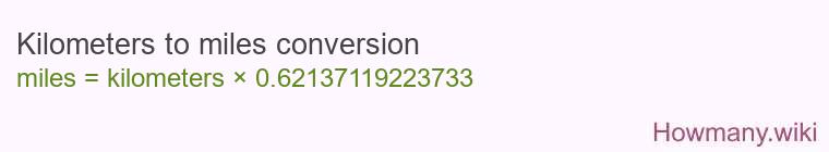 Kilometers to miles conversion Kilometers to miles conversion