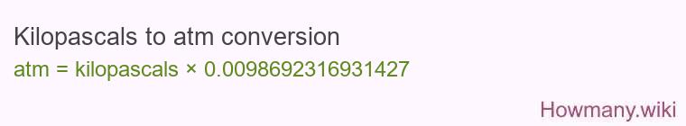 Kilopascals to atm conversion