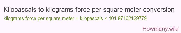 Kilopascals to kilograms-force per square meter conversion Kilopascals to kilograms-force per square meter conversion