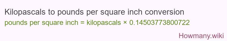 Kilopascals to pounds per square inch conversion Kilopascals to pounds per square inch conversion