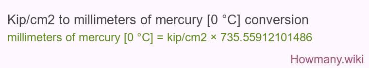 Kip/cm2 to millimeters of mercury [0 °C] conversion