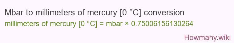 Mbar to millimeters of mercury [0 °C] conversion