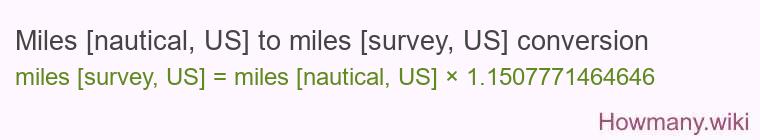 Miles [nautical, US] to miles [survey, US] conversion