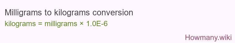 Milligrams to kilograms conversion Milligrams to kilograms conversion
