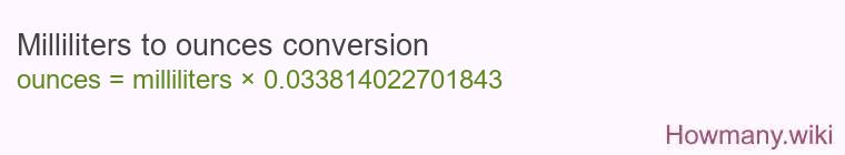 Milliliters to ounces conversion