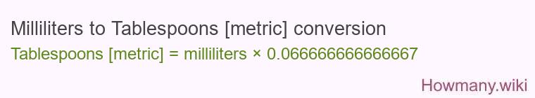 Milliliters to Tablespoons [metric] conversion
