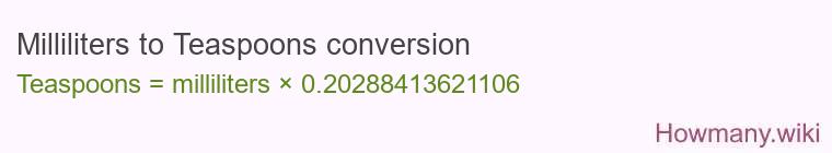 Milliliters to Teaspoons conversion Milliliters to Teaspoons conversion