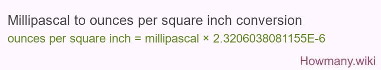 Millipascal to ounces per square inch conversion