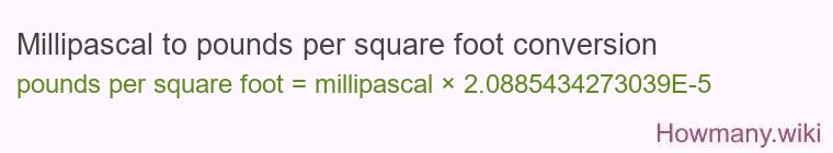 Millipascal to pounds per square foot conversion