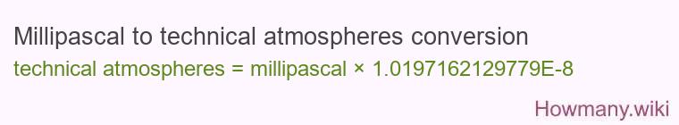 Millipascal to technical atmospheres conversion