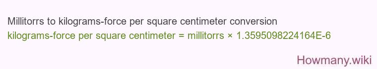 Millitorrs to kilograms-force per square centimeter conversion