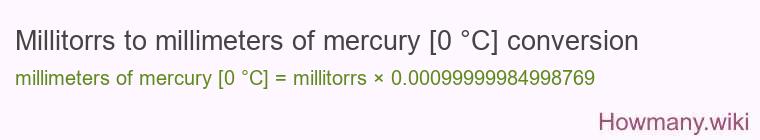 Millitorrs to millimeters of mercury [0 °C] conversion