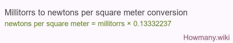 Millitorrs to newtons per square meter conversion